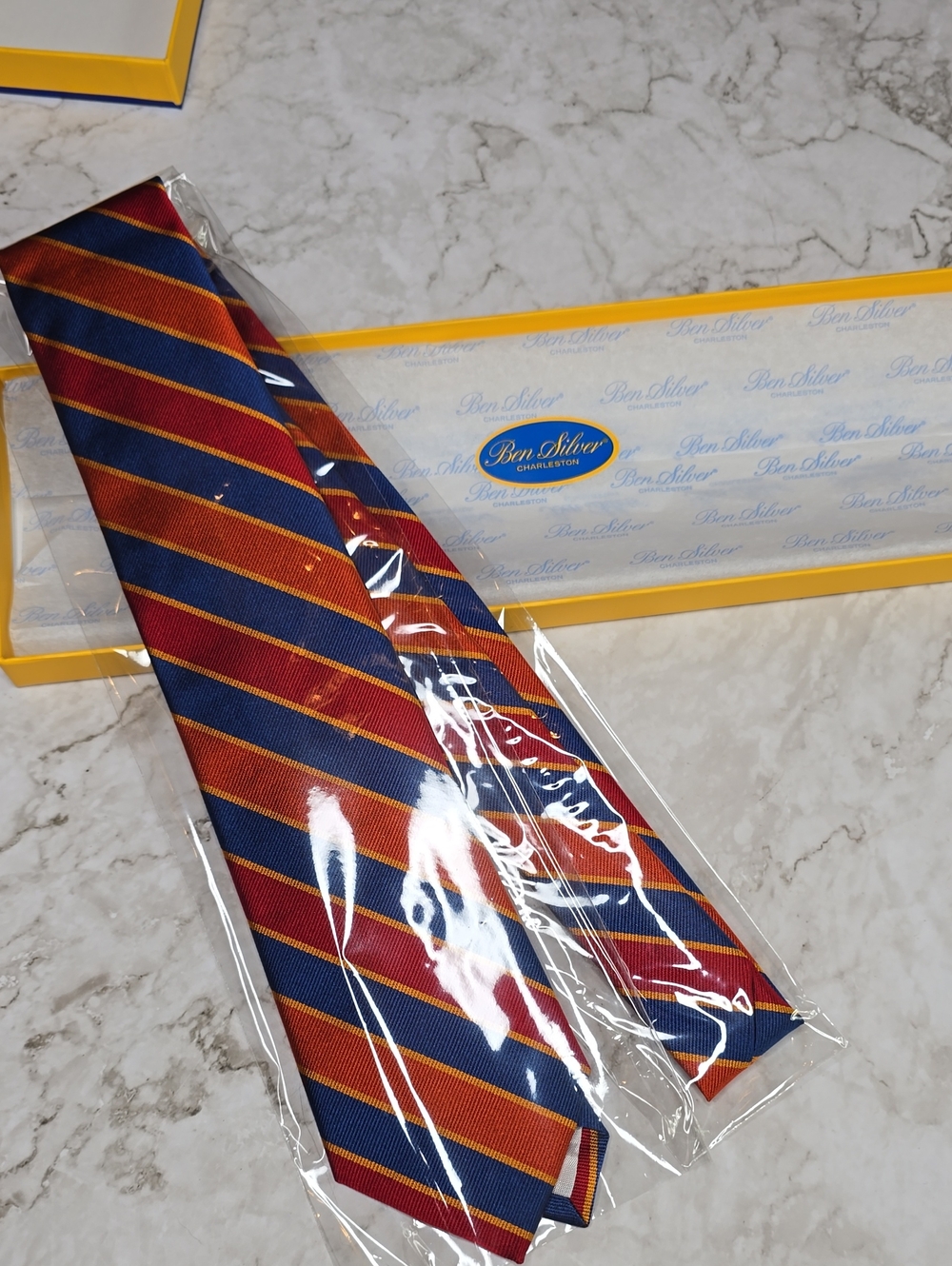 NIB Ben Silver silk tie